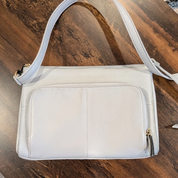 Tignanello Crossbody Genuine Leather Bag , Blue gray , Numerous Compartments,GUC - Picture 6 of 9